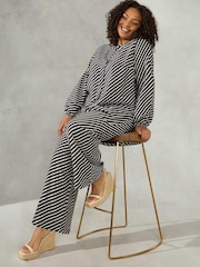 Live Unlimited Stripe Wide Leg Black Trousers - Image 3 of 4