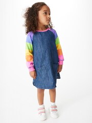 Bright Stripe Rainbow Raglan Denim Dress (3mths-7yrs) - Image 1 of 5