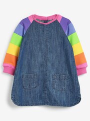 Bright Stripe Rainbow Raglan Denim Dress (3mths-7yrs) - Image 3 of 5
