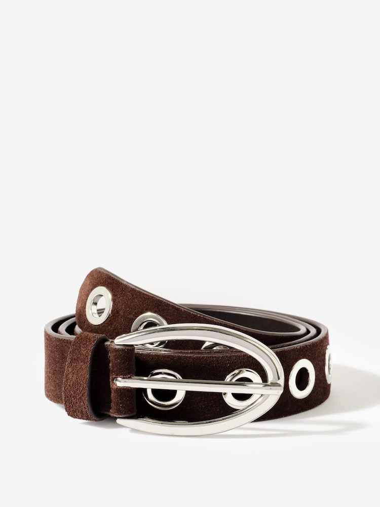 Mint Velvet Red Suede Eyelet Belt - Image 1 of 3 Mint Velvet Red Suede Eyelet Belt - Image 1 of 3