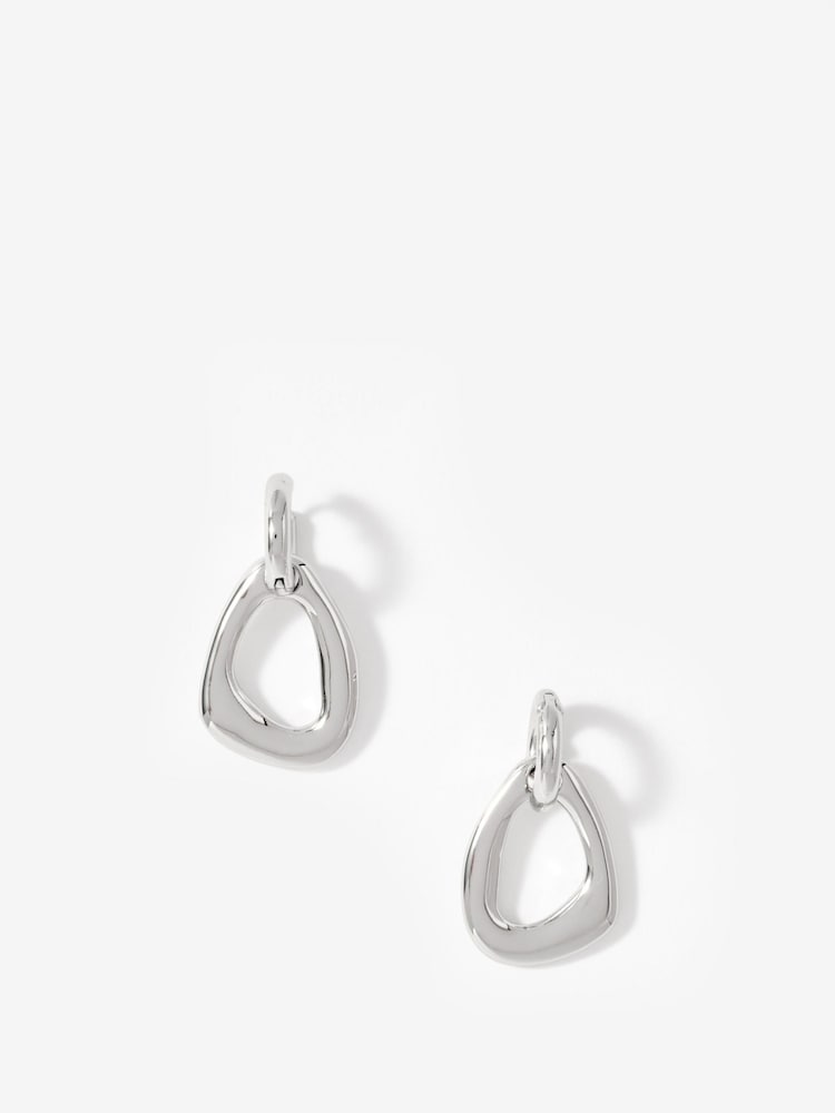 Mint Velvet Silver Tone Sculpted Drop Earrings - Image 1 of 3 Mint Velvet Silver Tone Sculpted Drop Earrings - Image 1 of 3