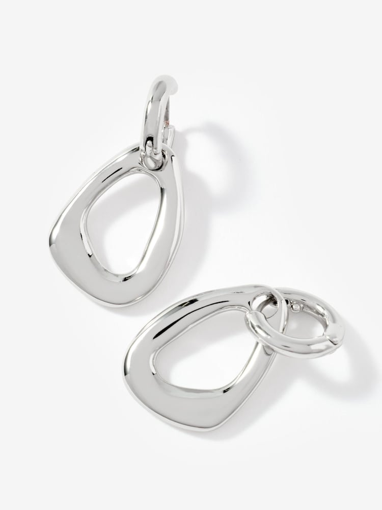 Mint Velvet Silver Tone Sculpted Drop Earrings - Image 2 of 3 Mint Velvet Silver Tone Sculpted Drop Earrings - Image 2 of 3