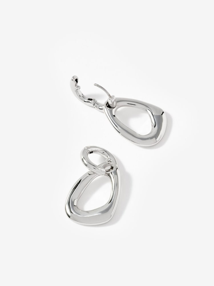 Mint Velvet Silver Tone Sculpted Drop Earrings - Image 3 of 3 Mint Velvet Silver Tone Sculpted Drop Earrings - Image 3 of 3