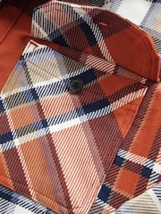 Rust Brown Borg Lined Check Shacket with Hood - Image 9 of 9