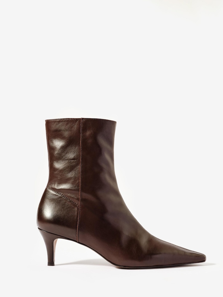 Mint Velvet Brown Chloe Leather Ankle Boots - Image 1 of 4 Mint Velvet Brown Chloe Leather Ankle Boots - Image 1 of 4