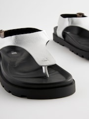 Silver Leather Toe Thong Footbed Sandals - Image 9 of 10