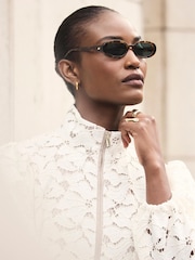 Mint Velvet Natural Lace Zip Detail Bomber Blouse - Image 3 of 8