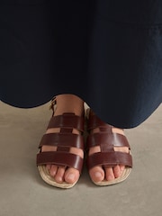 Burgundy Red Leather Fisherman Sandals - Image 2 of 8