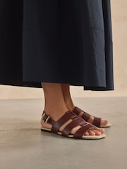 Burgundy Red Leather Fisherman Sandals - Image 3 of 8