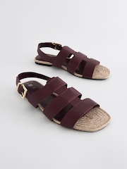 Burgundy Red Leather Fisherman Sandals - Image 4 of 8