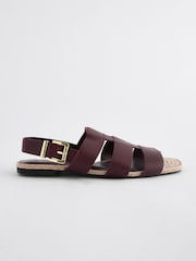 Burgundy Red Leather Fisherman Sandals - Image 5 of 8