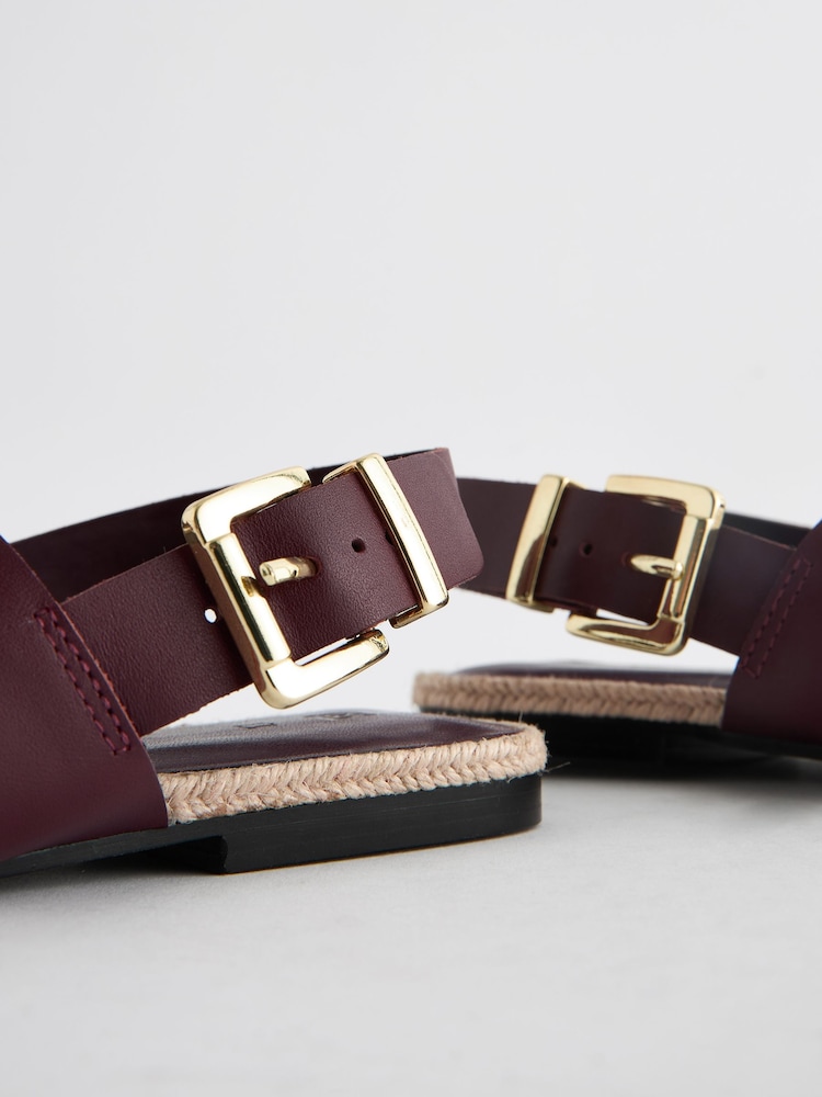 Burgundy Red Leather Fisherman Sandals - Image 8 of 8