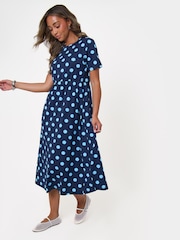 Threadbare Blue Jersey Midi Smock Dress With Pockets - Image 3 of 4