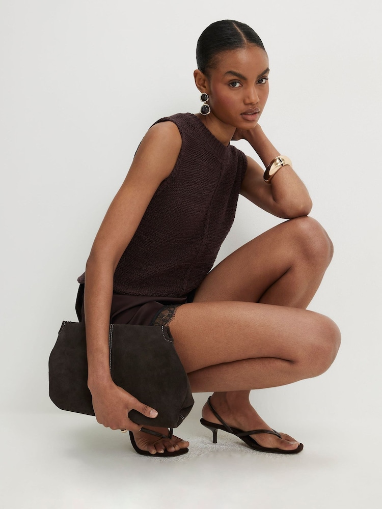 River Island Brown Knitted Sleeveless Tank Top - Image 2 of 4 River Island Brown Knitted Sleeveless Tank Top - Image 2 of 4