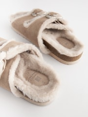 Neutral Forever Comfort® Faux Fur Double Strap Leather Footbed Sandals - Image 8 of 8