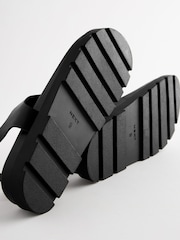 Black Leather Toe Thong Footbed Sandals - Image 7 of 7