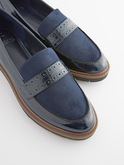 Navy Blue Forever Comfort® Brogue Detail Chunky Sole Loafers - Image 7 of 8
