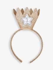 JoJo Maman Bébé Gold Birthday Crown Headband - Image 3 of 4