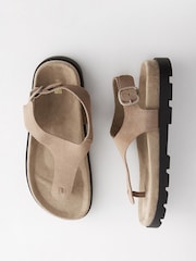 Neutral Leather Toe Thong Footbed Sandals - Image 1 of 5