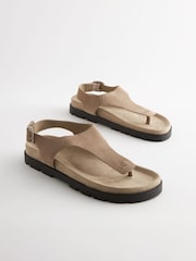 Neutral Leather Toe Thong Footbed Sandals - Image 2 of 5