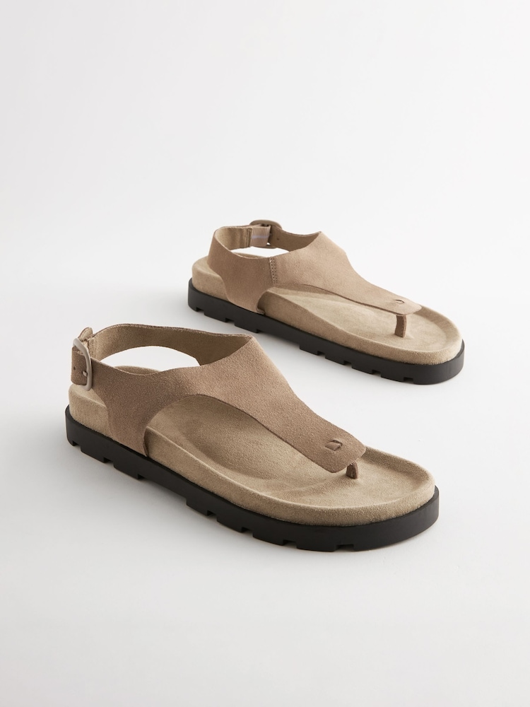 Neutral Leather Toe Thong Footbed Sandals - Image 2 of 5