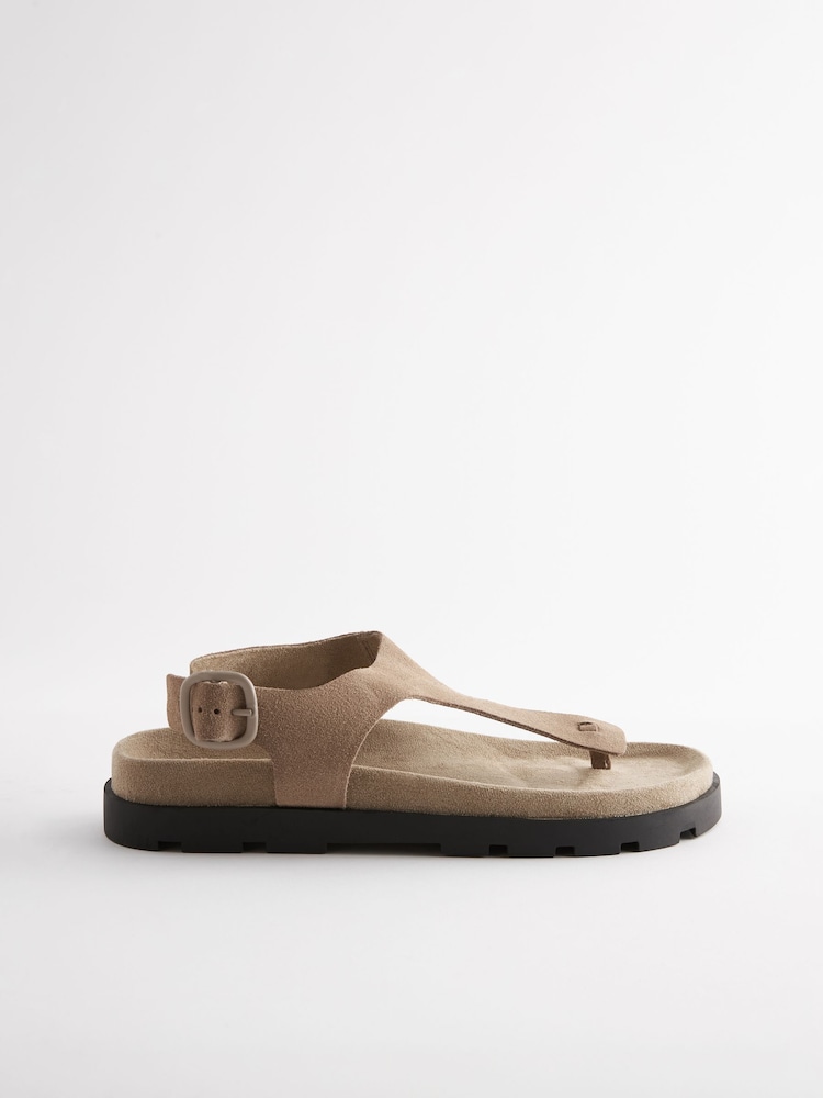 Neutral Leather Toe Thong Footbed Sandals - Image 3 of 5