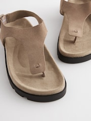 Neutral Leather Toe Thong Footbed Sandals - Image 4 of 5