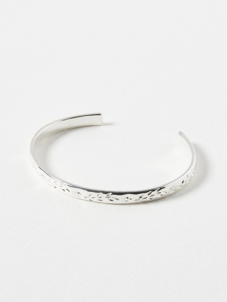 Oliver Bonas Silver Plated Sarah Floral Vintage Engraving Bangle - Image 1 of 4