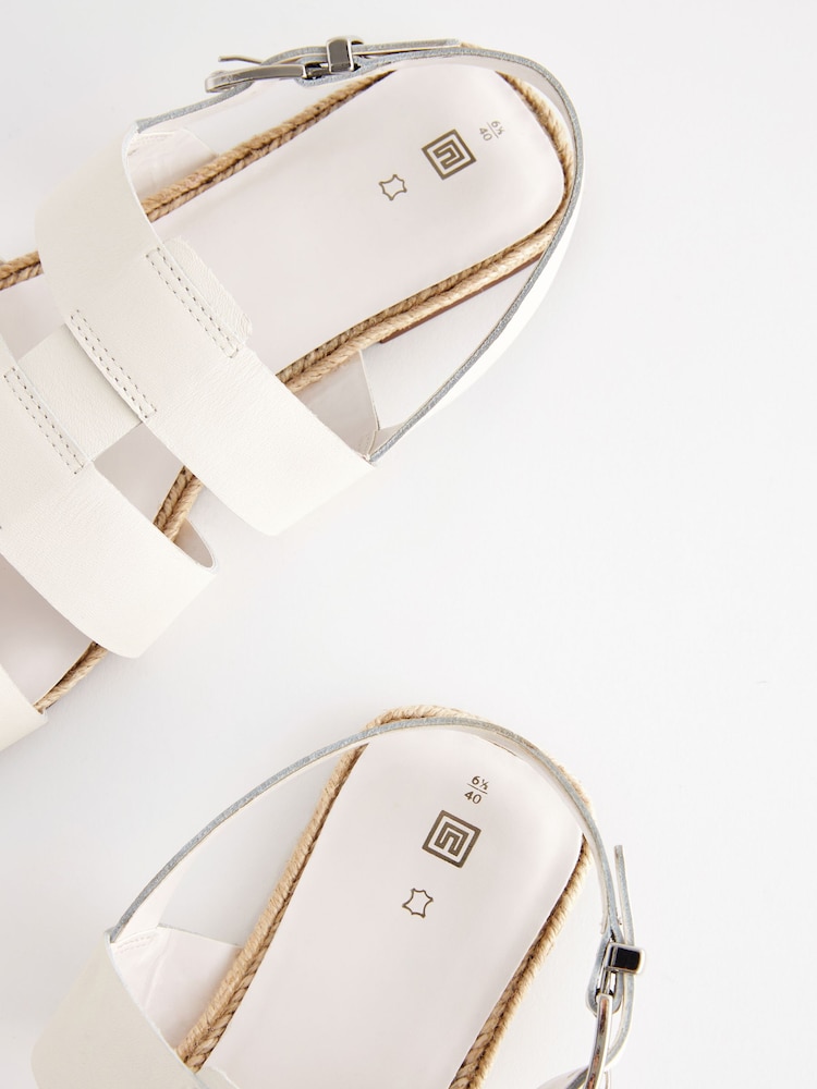 White Leather Fisherman Sandals - Image 7 of 7