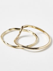 Oliver Bonas Gold Tone Renata Twisted Bangles 2 Pack - Image 2 of 4