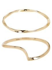 Oliver Bonas Gold Tone Renata Twisted Bangles 2 Pack - Image 4 of 4