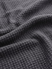 Charcoal Grey Regular Fit Textured Waffle Crew Neck Jumper - Image 4 of 9