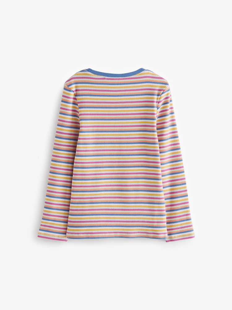 Purple/Blue/Stripe Rib Long Sleeve Tops 4 Pack (3-16yrs) - Image 2 of 3