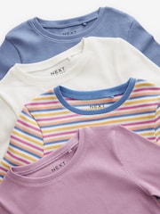 Purple/Blue/Stripe Rib Long Sleeve Tops 4 Pack (3-16yrs) - Image 3 of 3