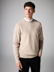 Neutral Oxford Crew Neck Regular Mock Shirt Jumper - Image 1 of 7