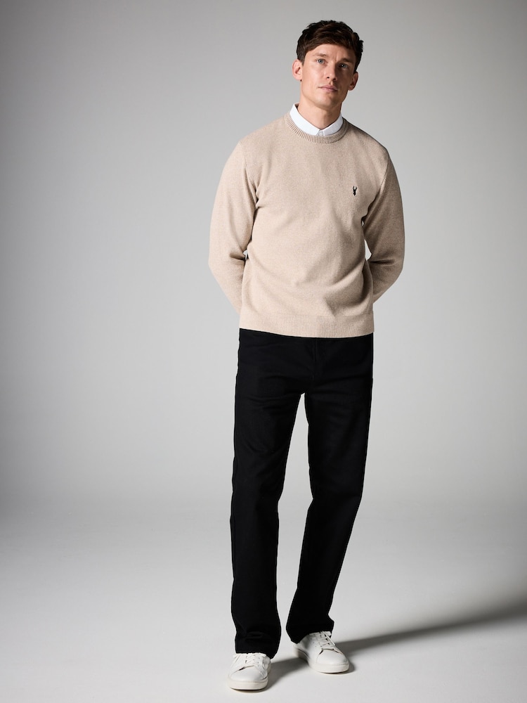 Neutral Oxford Crew Neck Regular Mock Shirt Jumper - Image 2 of 7