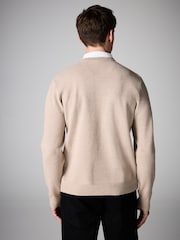 Neutral Oxford Crew Neck Regular Mock Shirt Jumper - Image 3 of 7