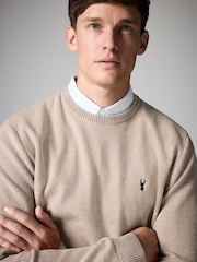 Neutral Oxford Crew Neck Regular Mock Shirt Jumper - Image 4 of 7