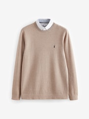 Neutral Oxford Crew Neck Regular Mock Shirt Jumper - Image 5 of 7