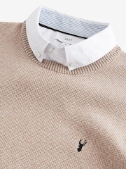 Neutral Oxford Crew Neck Regular Mock Shirt Jumper - Image 6 of 7