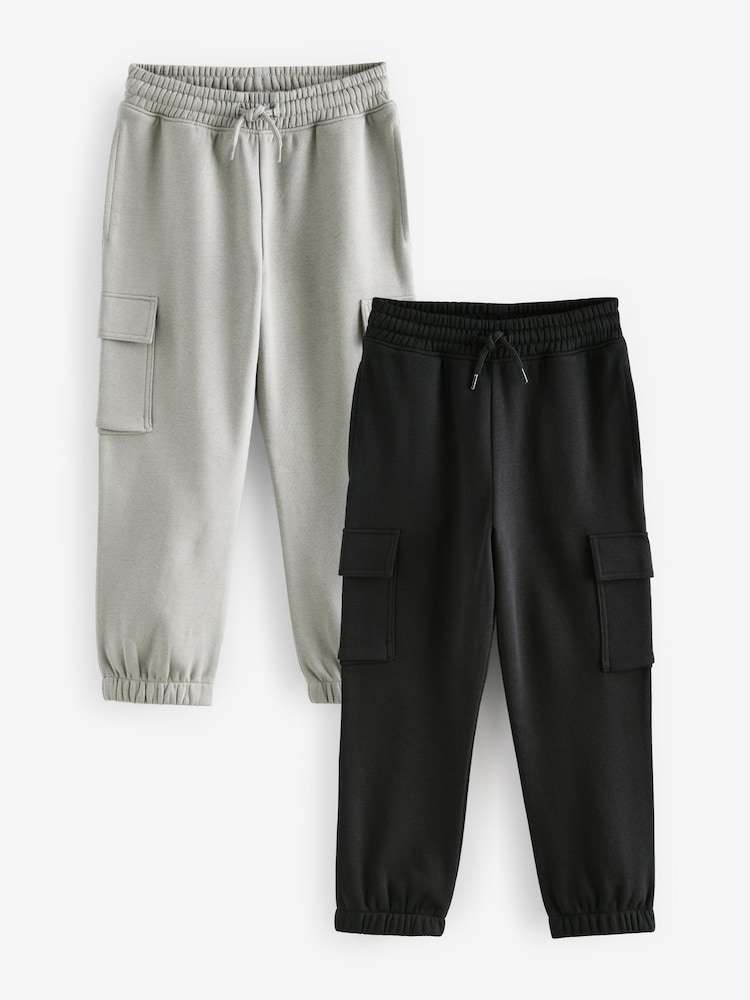 Black/Grey Regular Fit Slim Cargo Joggers 2 Pack (3-16yrs) - Image 1 of 1