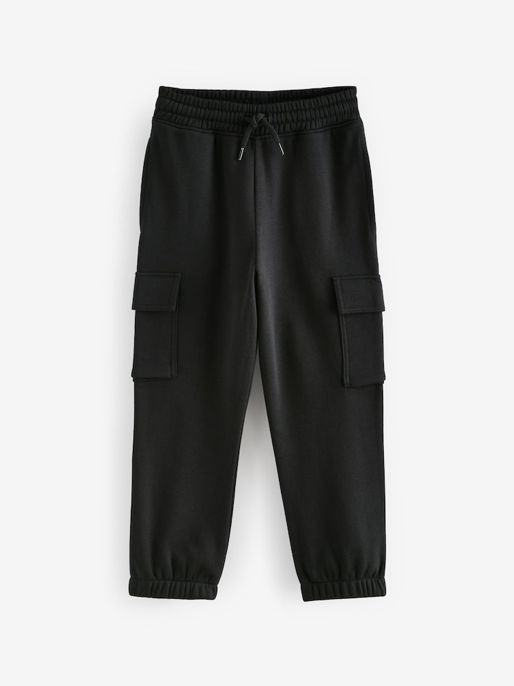 Black/Grey Regular Fit Slim Cargo Joggers 2 Pack (3-16yrs) - Image 3 of 7