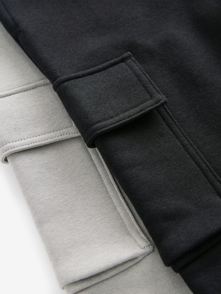 Black/Grey Regular Fit Slim Cargo Joggers 2 Pack (3-16yrs) - Image 6 of 7