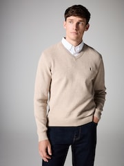 Neutral Oxford V-Neck Regular Mock Shirt Jumper - Image 1 of 7