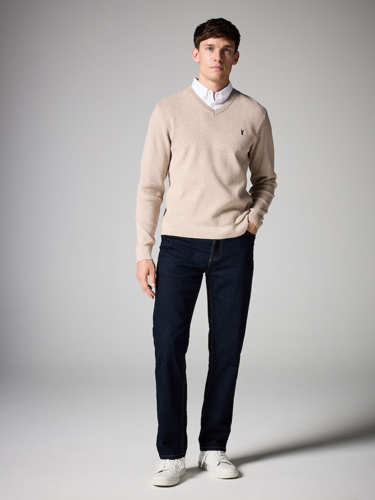 Neutral Oxford V-Neck Regular Mock Shirt Jumper - Image 3 of 7