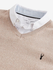 Neutral Oxford V-Neck Regular Mock Shirt Jumper - Image 6 of 7