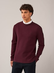 Dark Purple Oxford Crew Neck Regular 100% Cotton Mock Shirt Jumper - Image 4 of 7