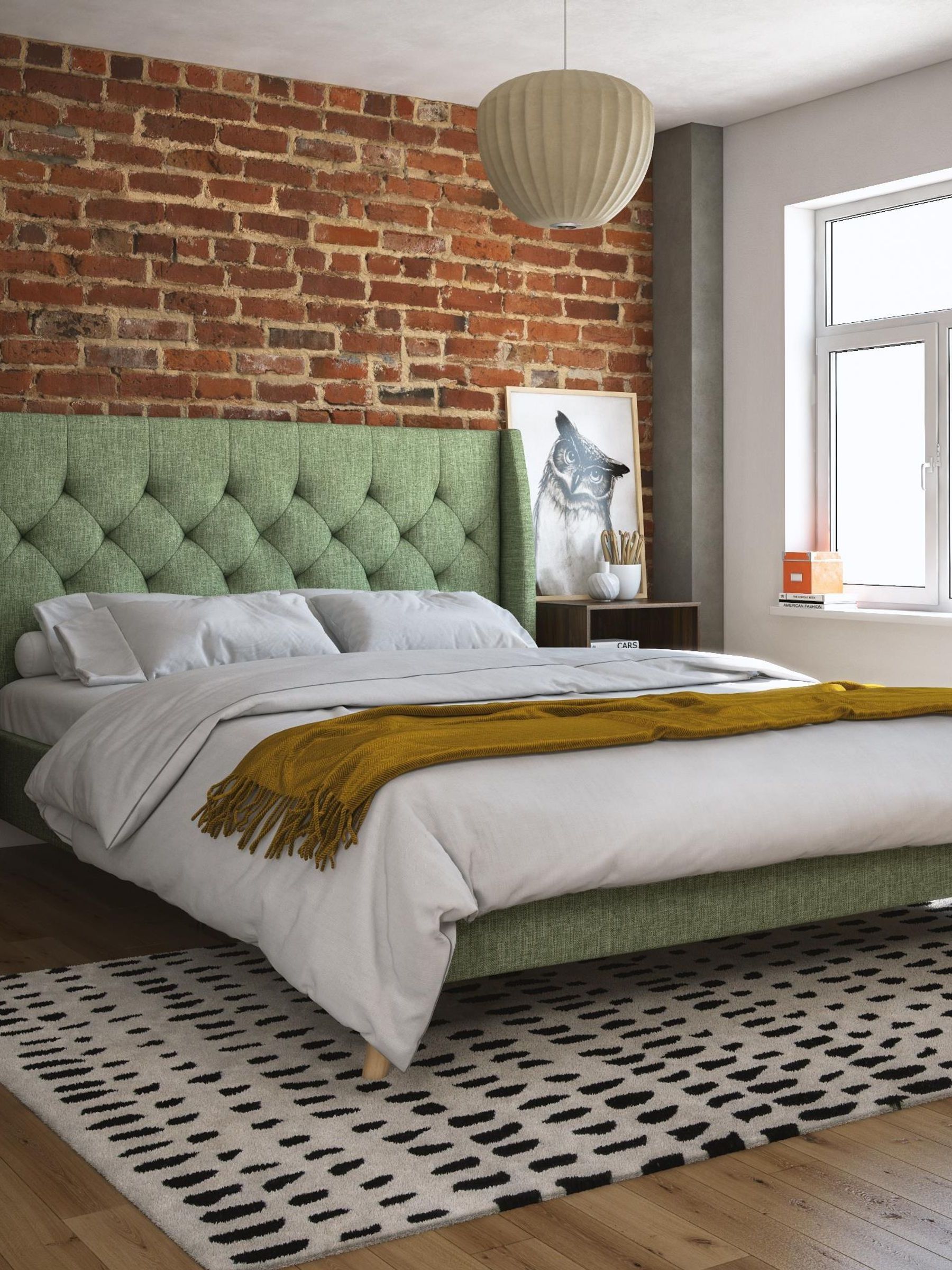 Green Queen size bed flame Last Offer‼️ Buy Novogratz Green Her Majesty Linen Bed from the Next UK online shop