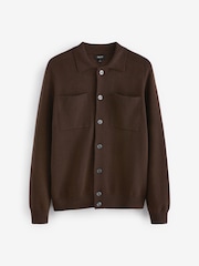 Black Relaxed Fit 100% Cotton Twin Pocket Knit Shacket - Image 9 of 15