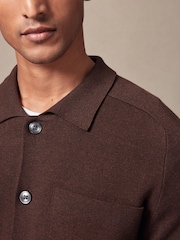 Black Relaxed Fit 100% Cotton Twin Pocket Knit Shacket - Image 13 of 15